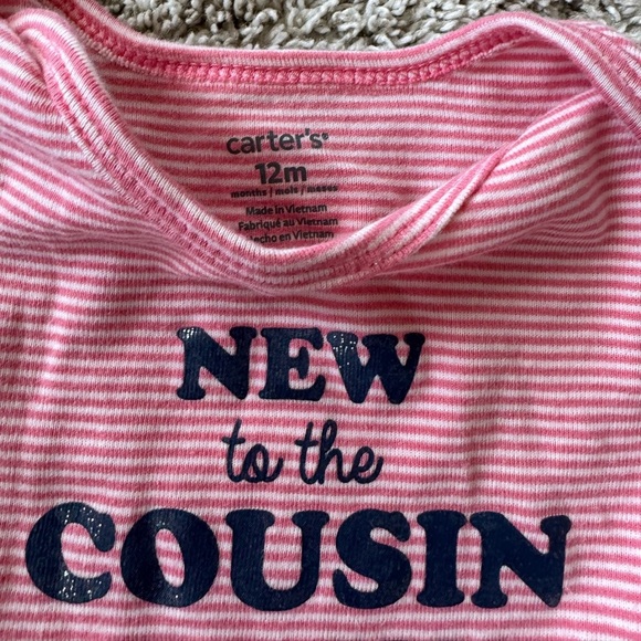 Carter’s Baby Girl "New to the Cousin Crew" Long-Sleeve Bodysuit - Size 12 Month - Picture 6 of 8